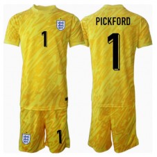 England Jordan Pickford #1 Målvakt Bortaställ Barn EM 2024 Korta ärmar (+ Korta byxor)